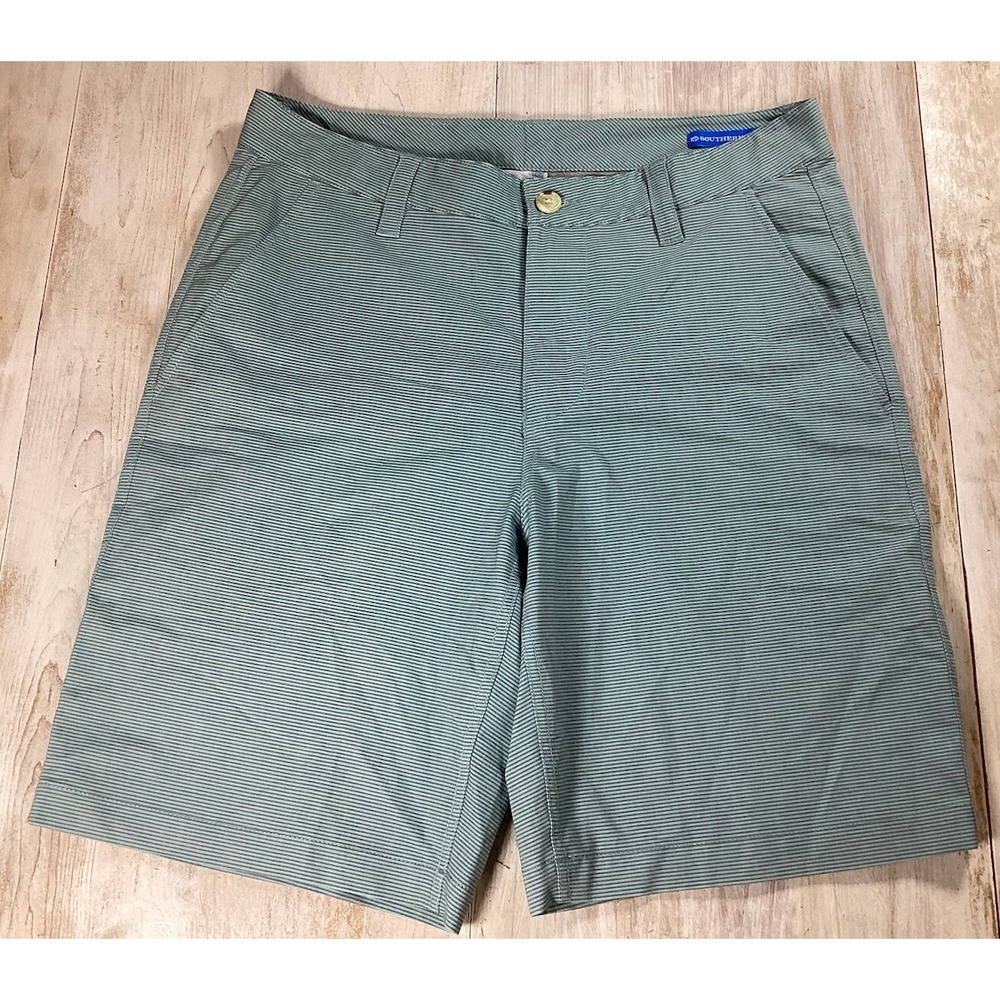 Southern Tide Green And Gray Striped Chino Shorts Men's 32